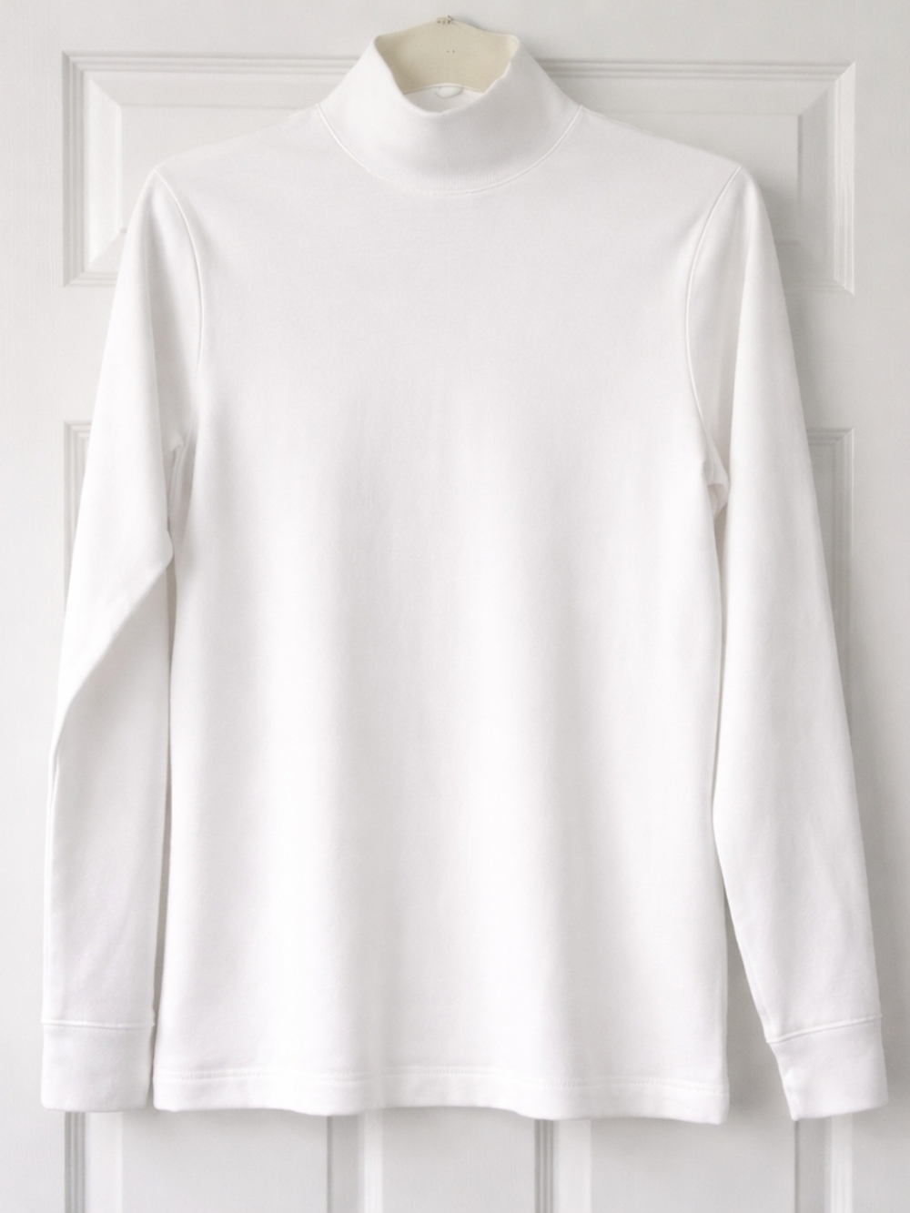 Lands' End White Relaxed Fit Mock Neck Long Sleeve Top Size S Tall